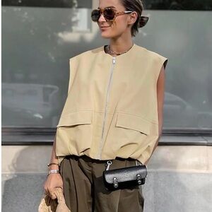 Brand New Tan Cargo Vest with Zipper